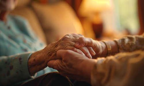 Care Home Image - Carer with Elderly Care Home Resident providing care.